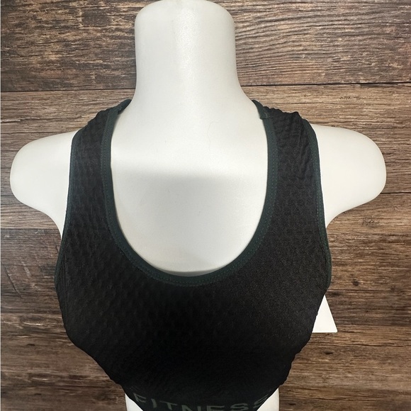 FITNESS Black and Green High Neck Sports Bra Crop Top OSFM - Picture 4 of 9